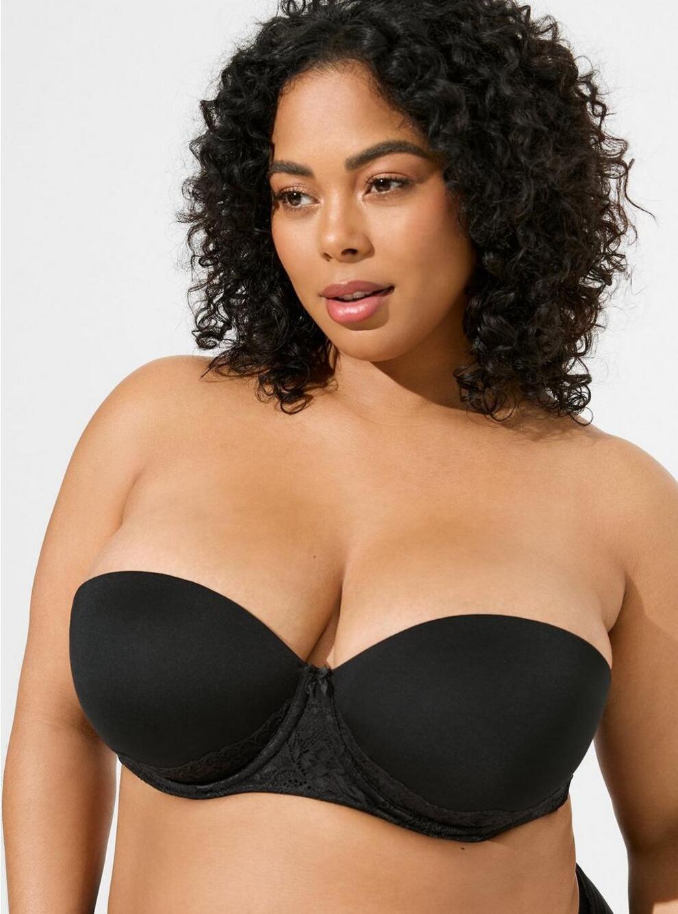 Torrid Black Bombshell Everyday Underwire Strapless Push-Up Bra Size 42DD